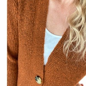 NO BOUNDARIES: Long Burnt Orange Cardigan